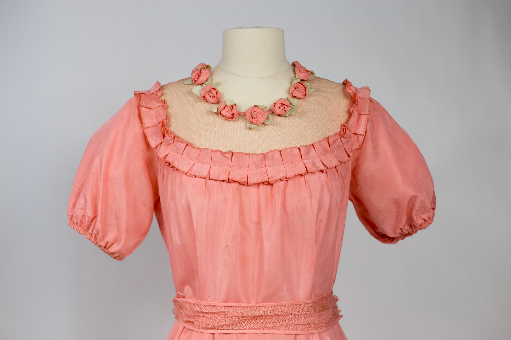 Französisches Sommerkleid aus Viskose-Taft-Stoff, um 1920/1930 Damen im Angebot