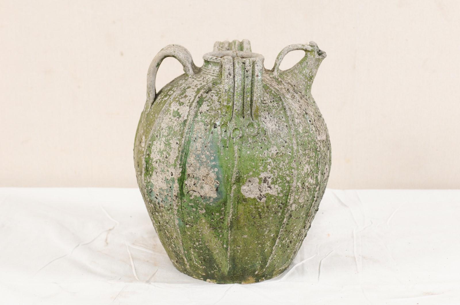 French Terracotta Jar in Green Hues from the 19th Century 1