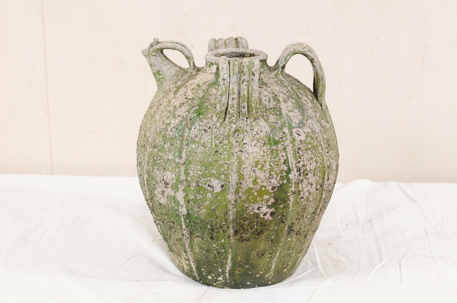 French Terracotta Jar in Green Hues from the 19th Century 3