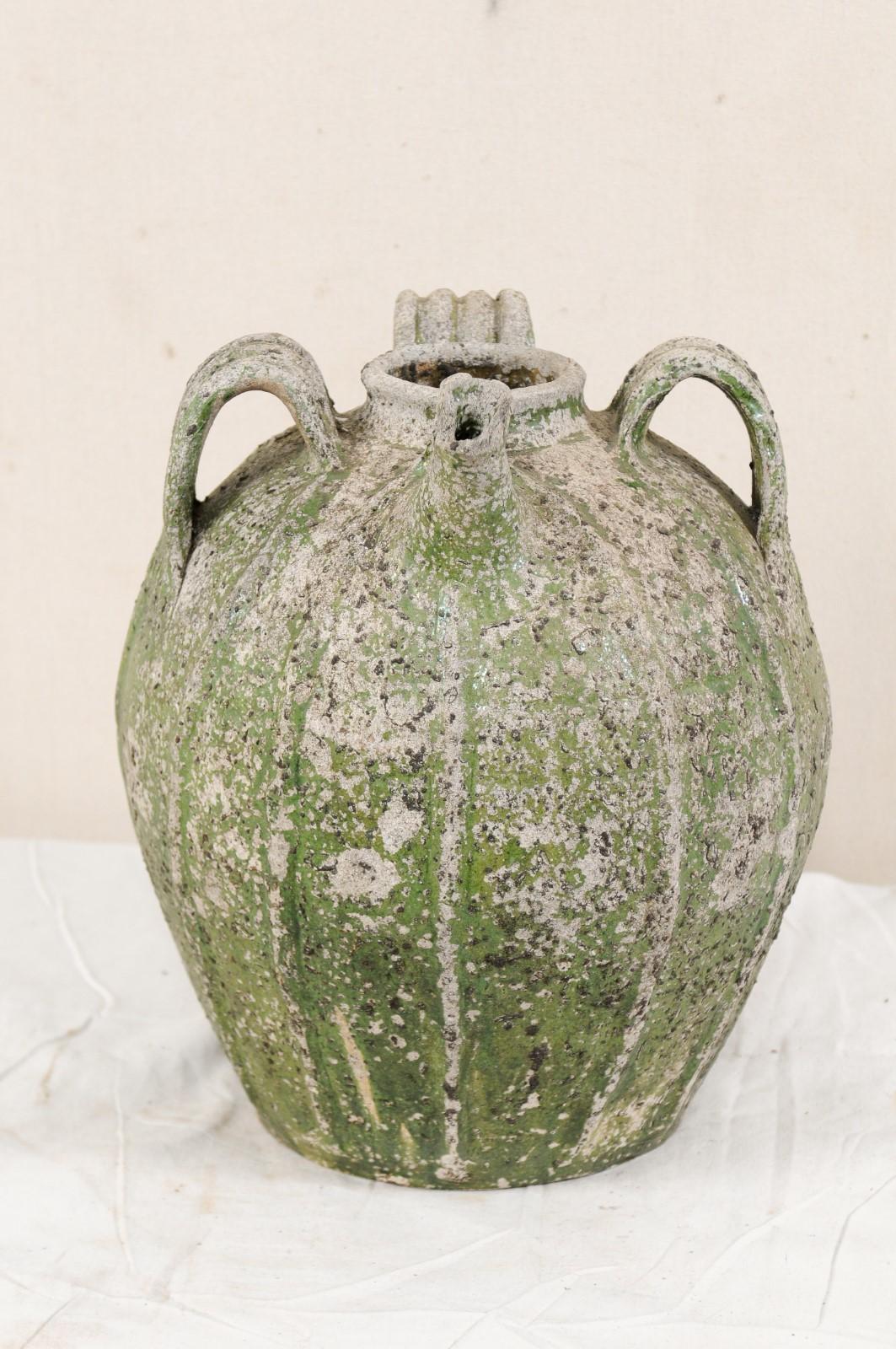 French Terracotta Jar in Green Hues from the 19th Century 4