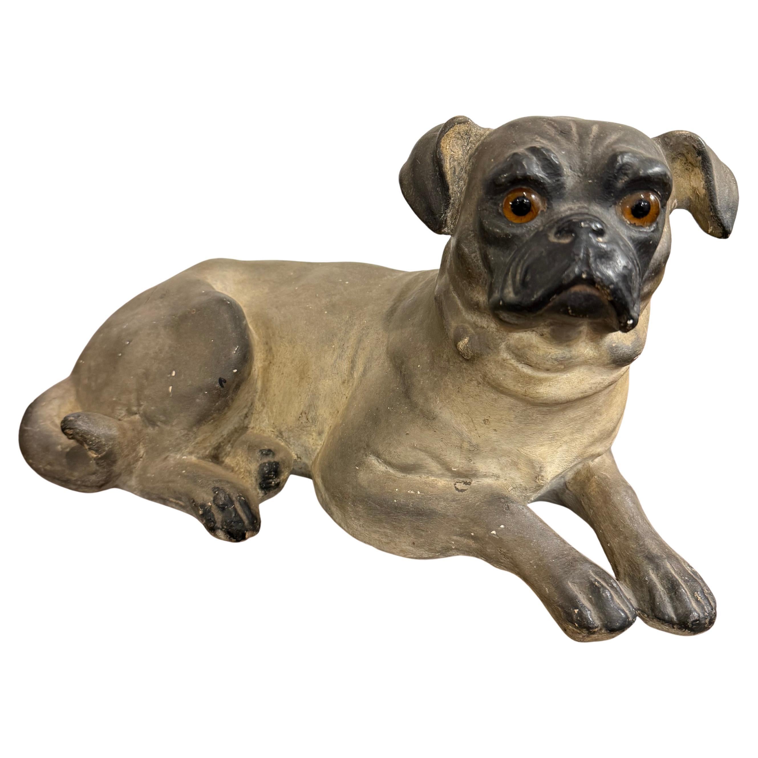A French Terracotta Pug, 19th Century