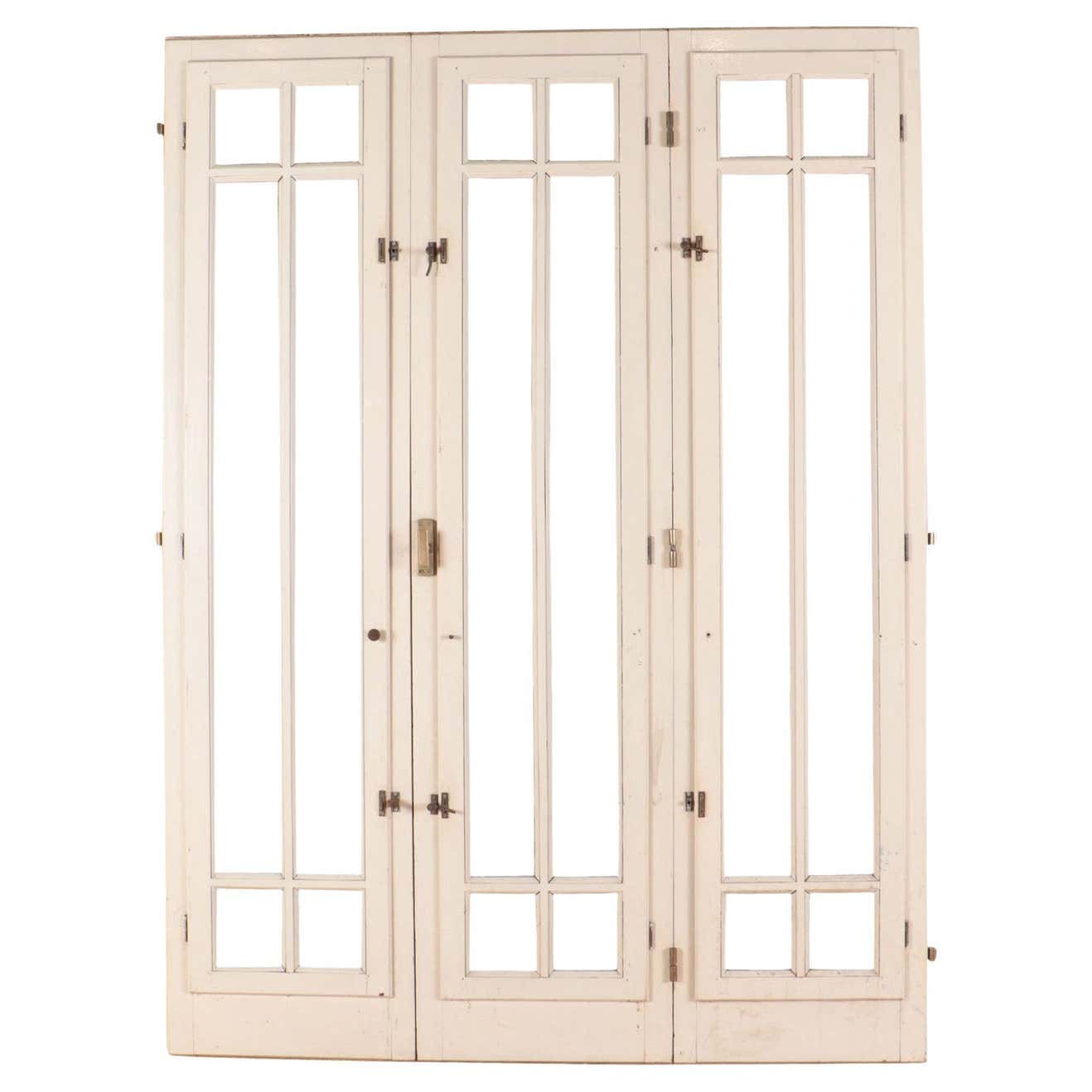 French Three Panel Window with Beveled Glass, C 1920 For Sale at 1stDibs