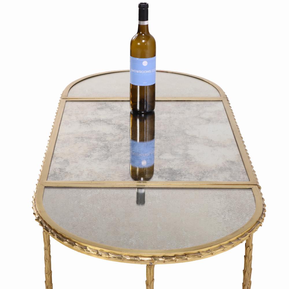 Bronze A French three-part gilt bronze coffee table, attributed to Bagues, C. 1960. For Sale