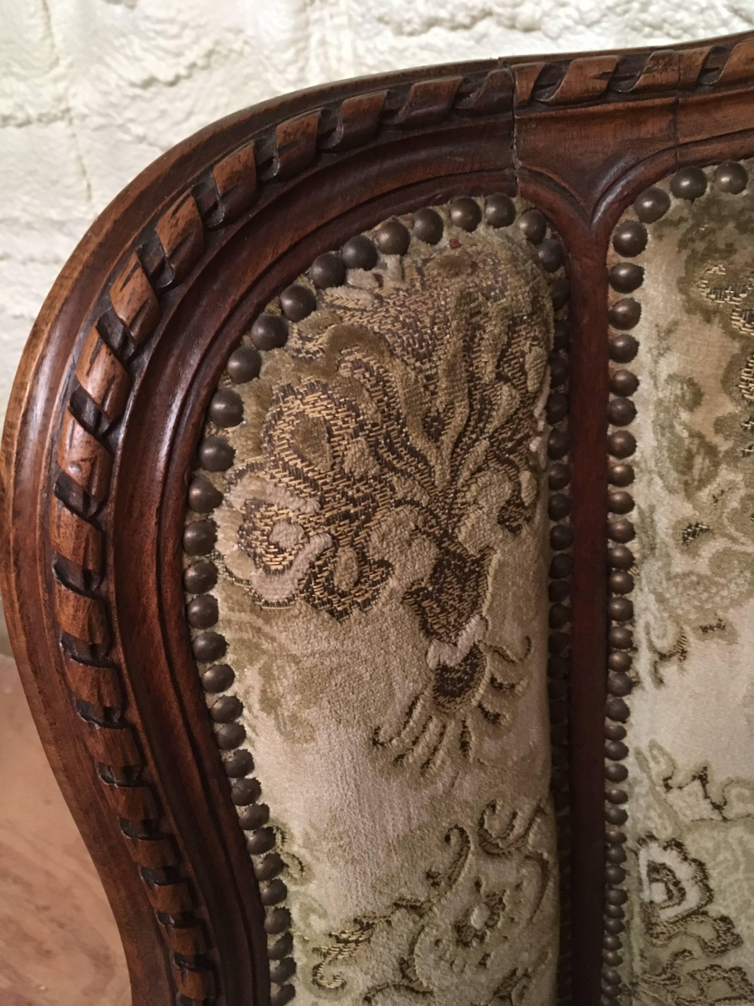 20th Century French Three-Piece Carved Walnut Duchesse Brisee For Sale