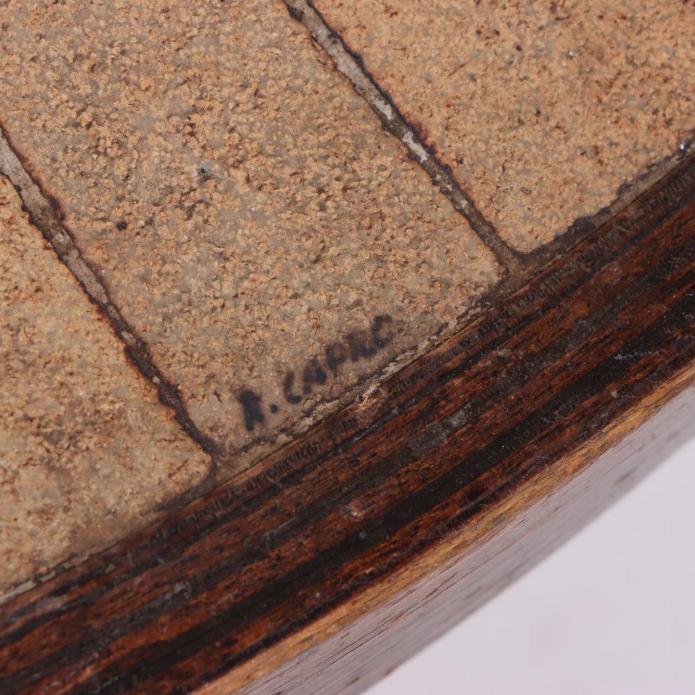 A French tile and wood coffee table by Roger Capron, C. 1970. 1