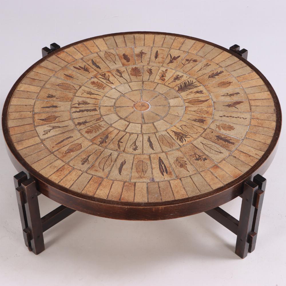 A French tile and wood coffee table by Roger Capron, C. 1970. 2