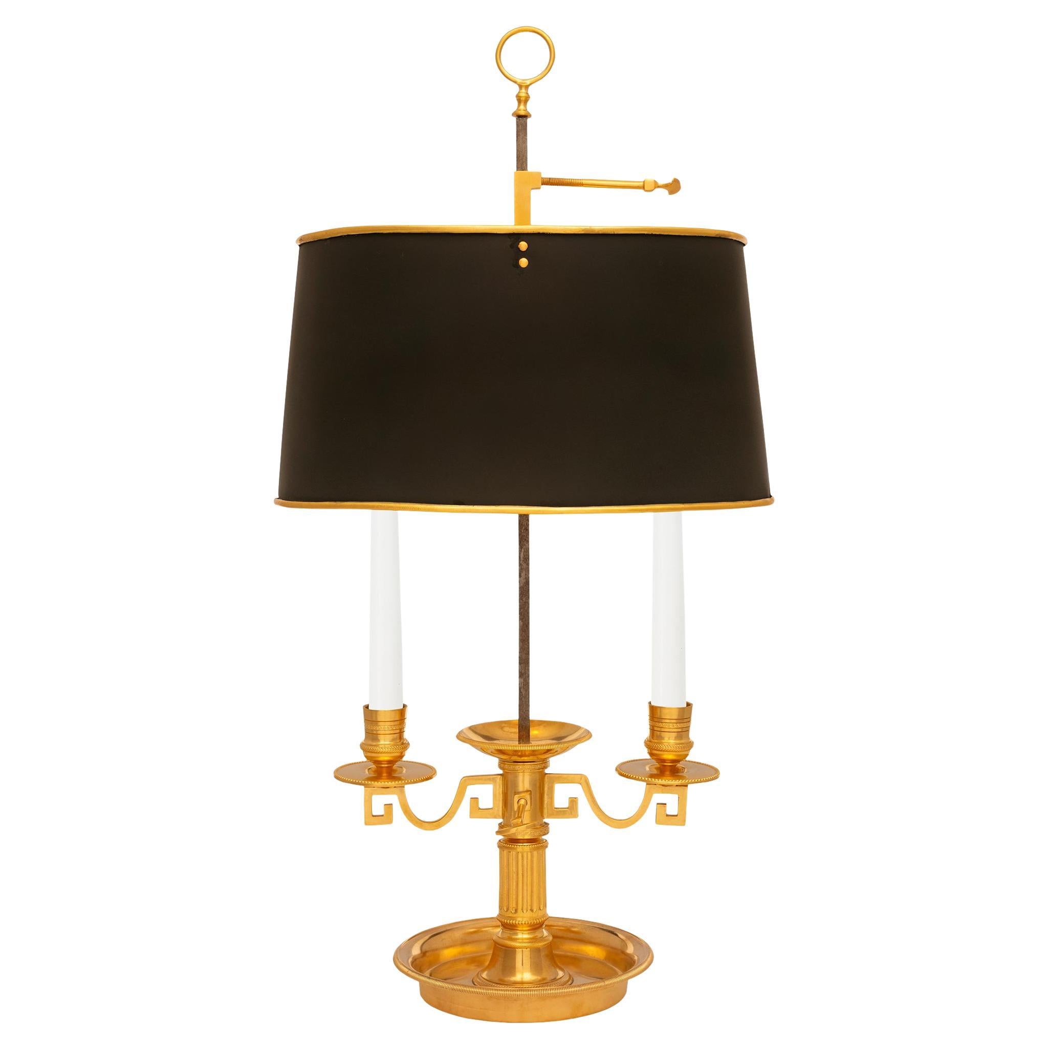 A French turn of the century Louis XVI st. Bouillotte lamp