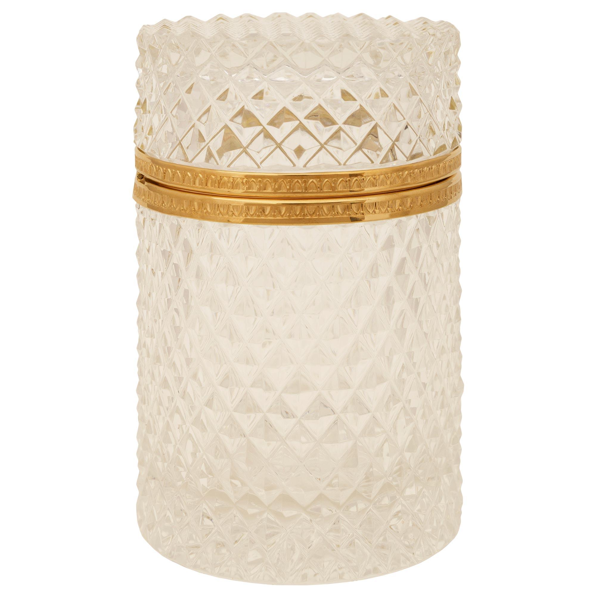 19th Century A French Turn of the Century Louis XVI st. Glass and Ormolu box For Sale