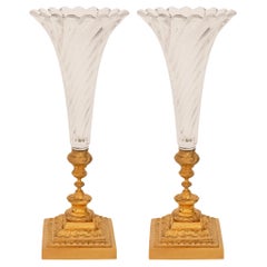 A French Turn of the Century Louis XVI st. Ormolu and Glass vases