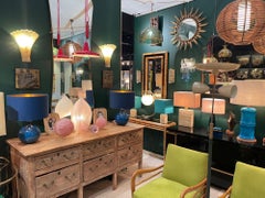 A French Victorian six drawer pine dress makers table with brass handles