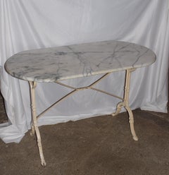 French, Vintage Bistro Table with a Oval Marble Top from the Early 20th Century