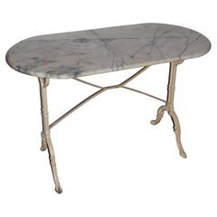 French, Vintage Bistro Table with a Oval Marble Top from the Early 20th Century