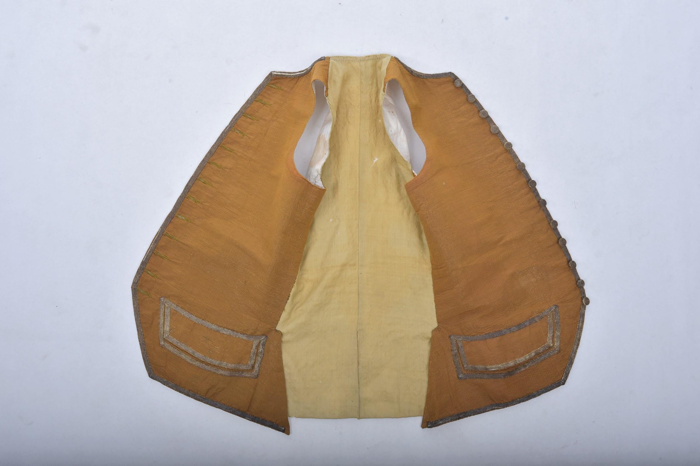 Marrone Gilet francese in seta Lamé Cannelé oro - Periodo Luigi XV Circa 1760 in vendita