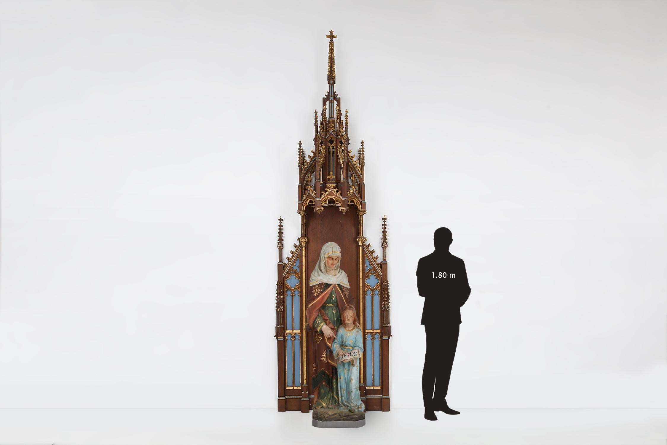 France / 1800 / Neo-Gothic steeple with niche for saint statue / wood / Neo-Gothic / 19t century

A very rare and large antique Neo-Gothic church steeple with niche for saint statue. The statue on the picture is not included. This exquisite piece