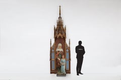 A French wooden neo-Gothic steeple with niche for saint statue, ca. 1800