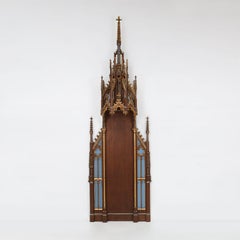 A French wooden neo-Gothic steeple with niche for saint statue, ca. 1800