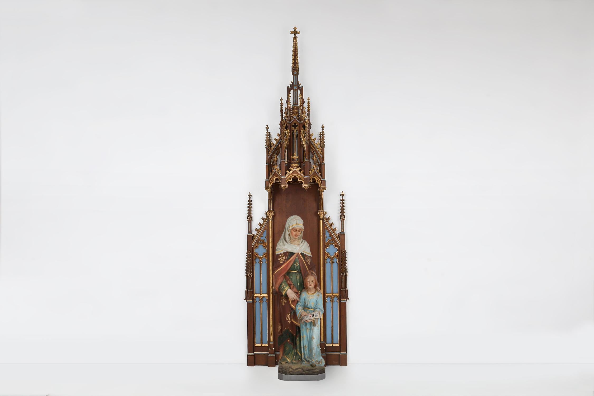Gothic Revival A French wooden neo-Gothic steeple with niche for saint statue, ca. 1800 For Sale