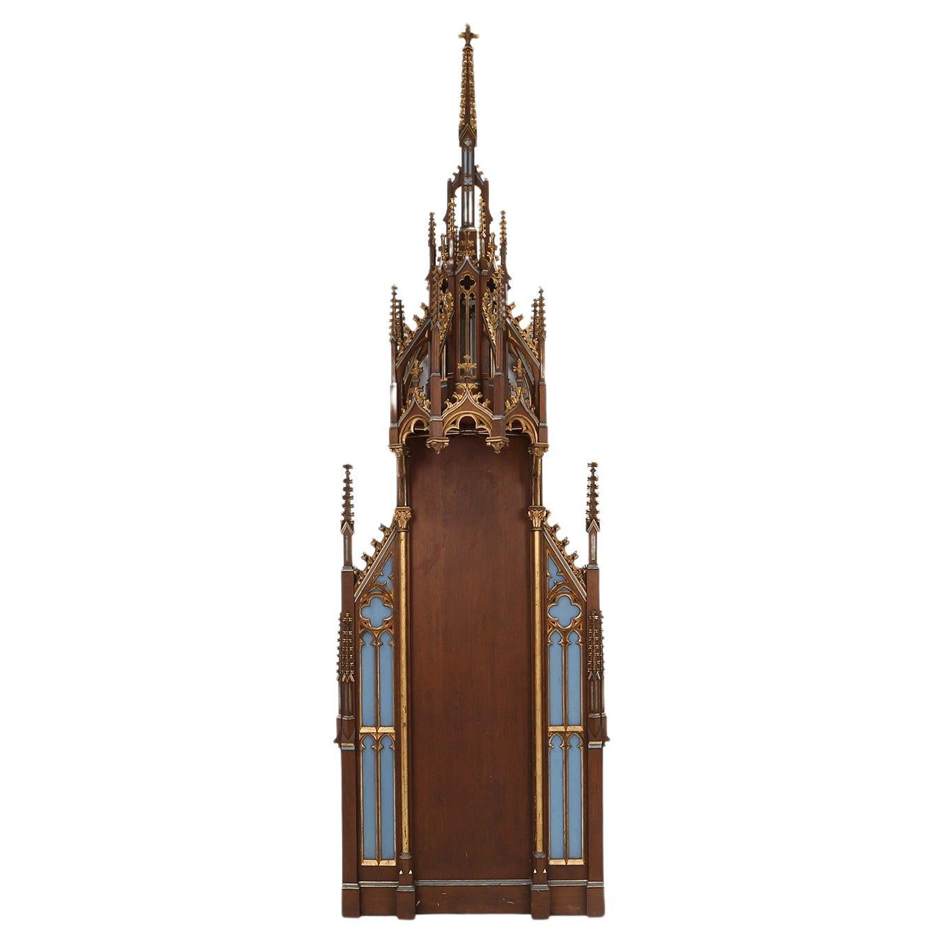 A French wooden neo-Gothic steeple with niche for saint statue, ca. 1800 For Sale