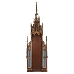 Campanario neogótico francés de madera con nicho para estatua de santo, ca. 1800