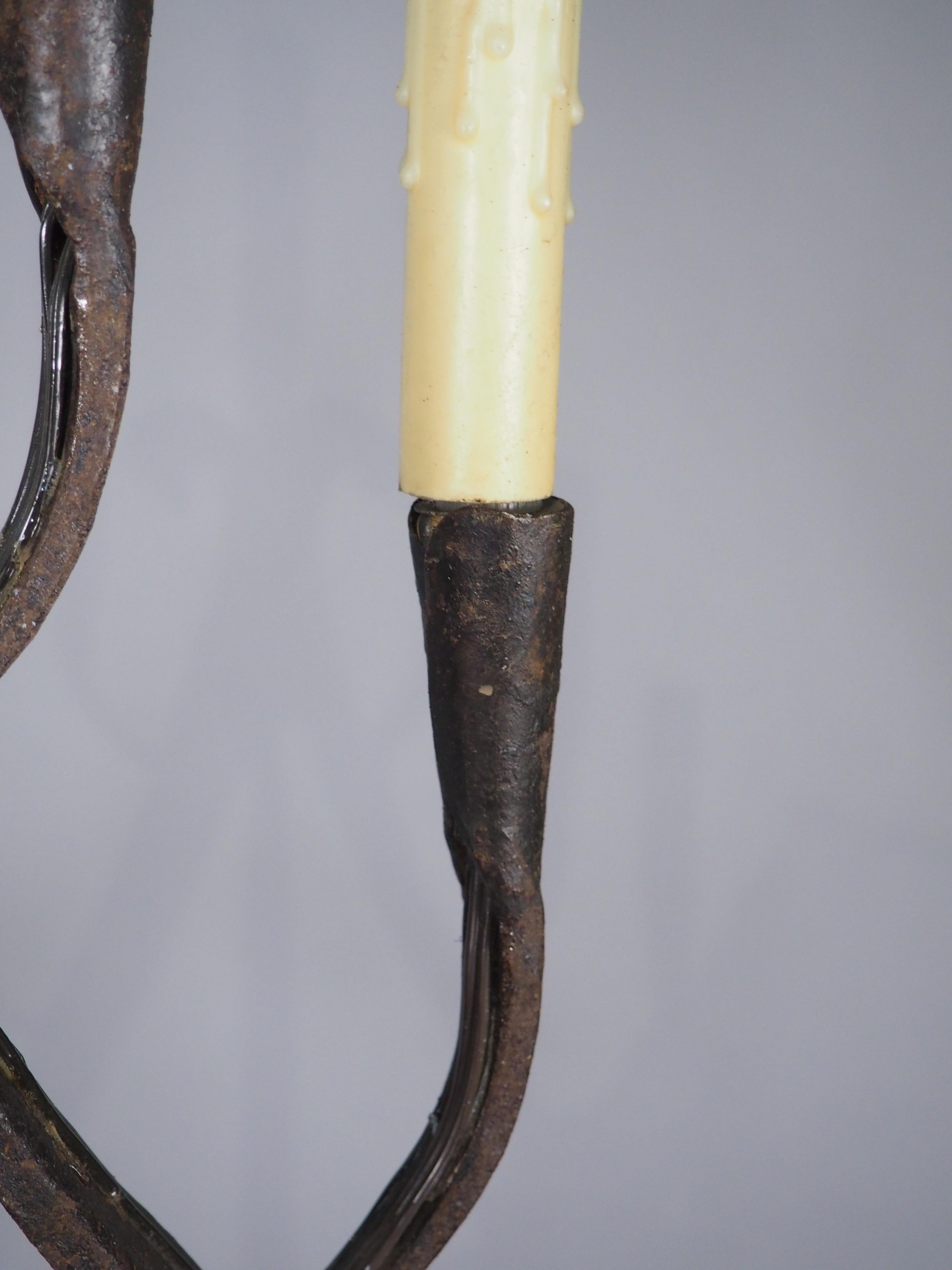 A French Wrought Iron Floor Candelabra with Candle Snuffer, Late 19th Century For Sale 6