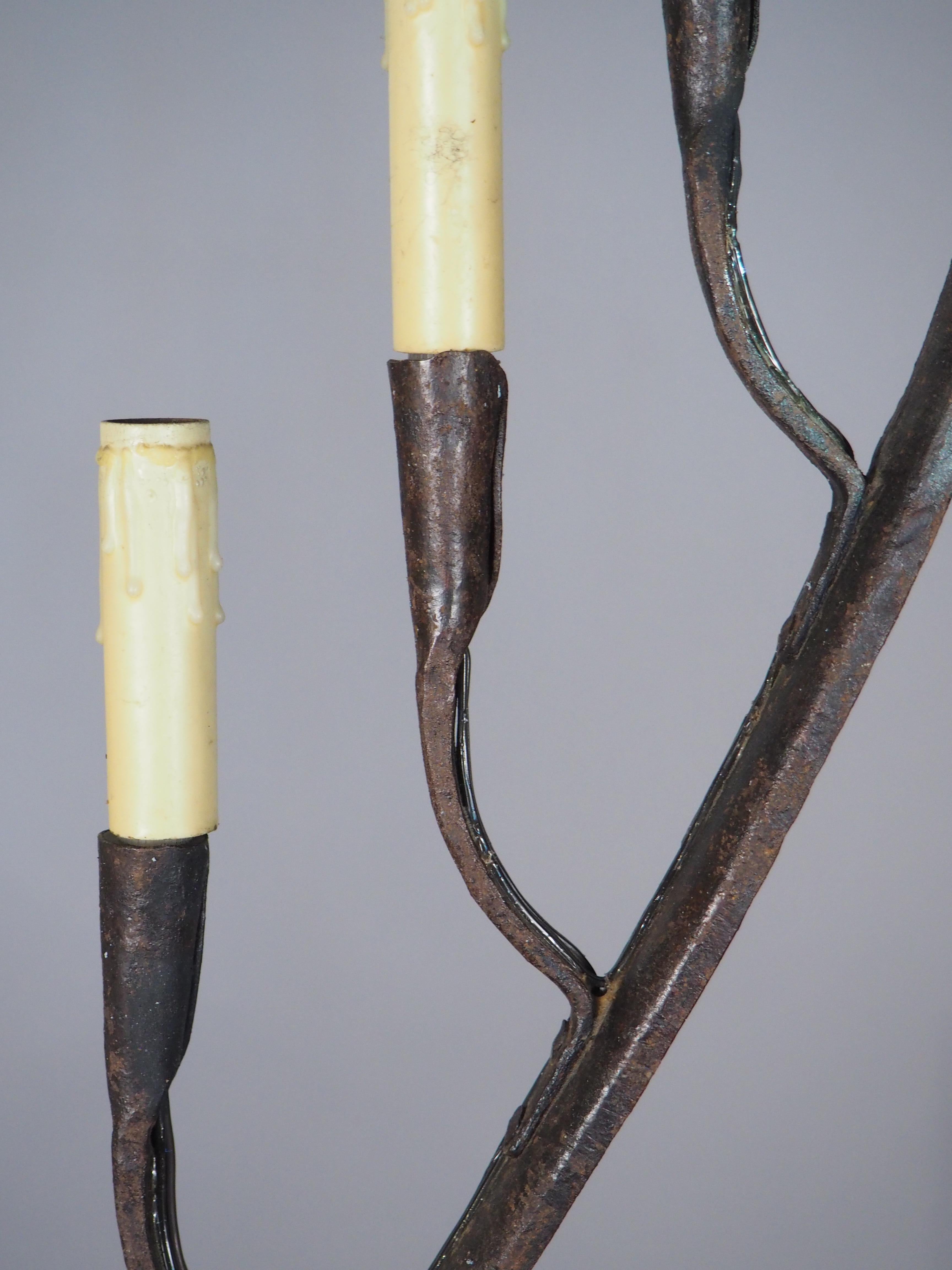 A French Wrought Iron Floor Candelabra with Candle Snuffer, Late 19th Century For Sale 10