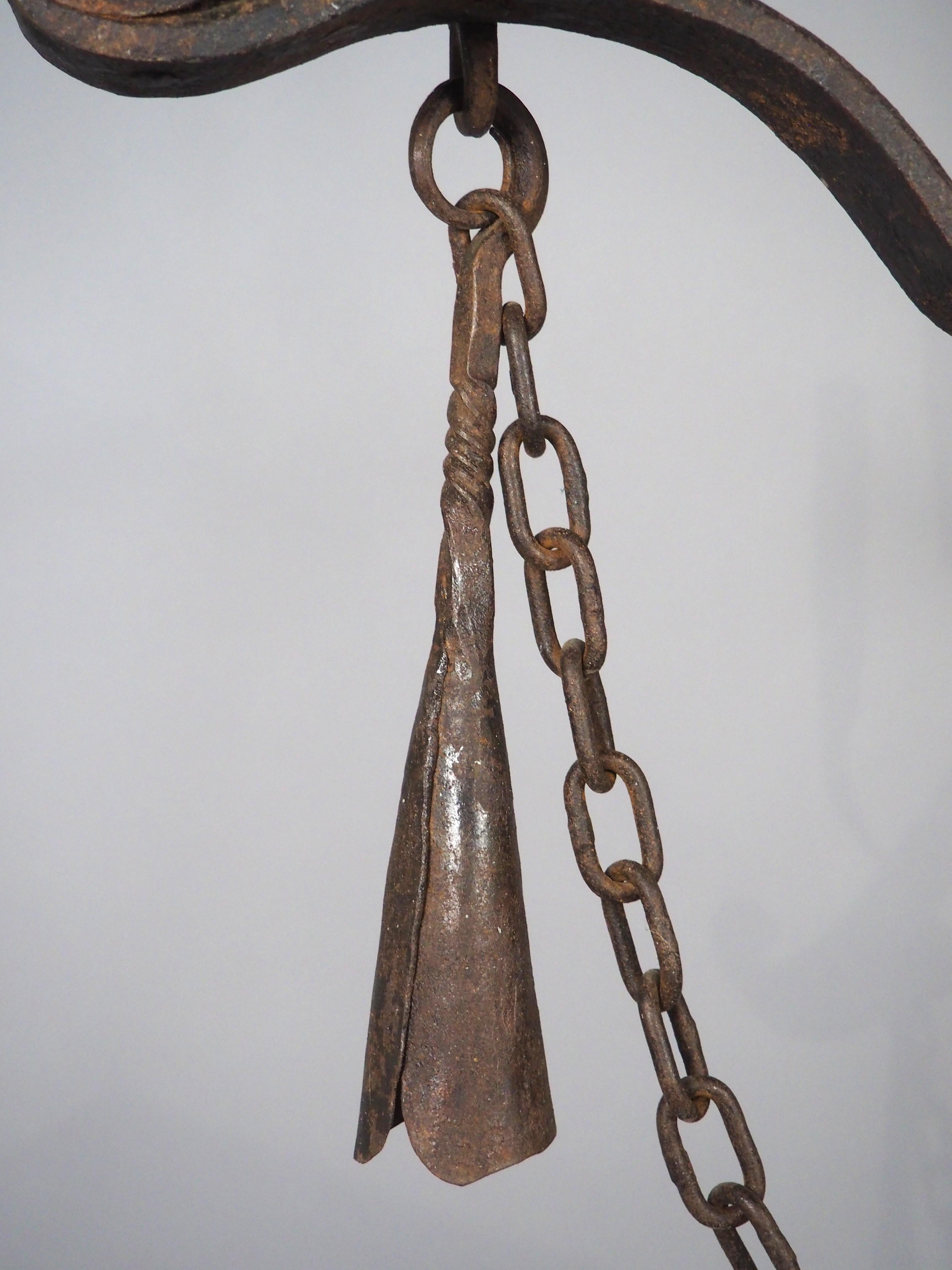 A French Wrought Iron Floor Candelabra with Candle Snuffer, Late 19th Century For Sale 1