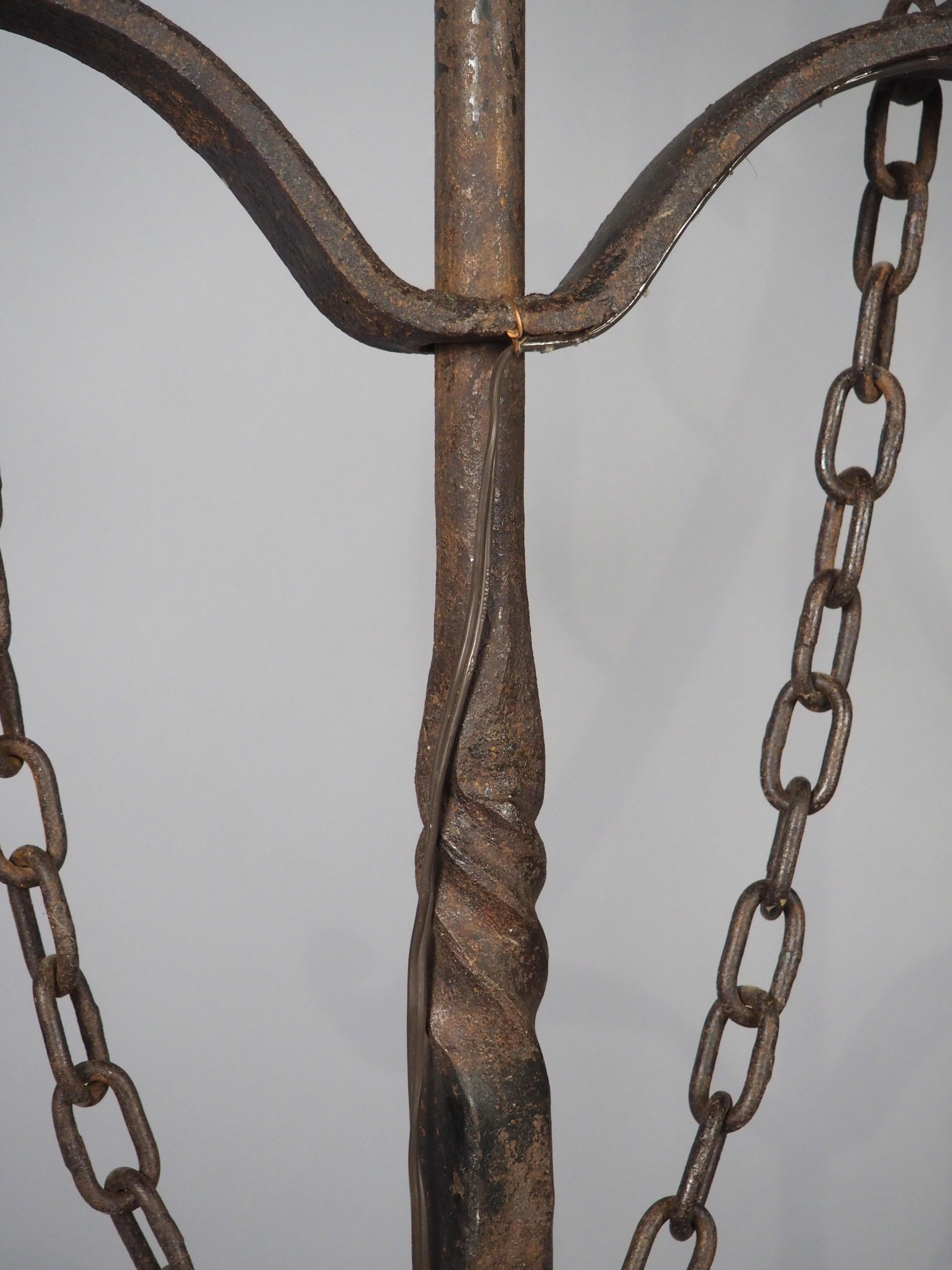 A French Wrought Iron Floor Candelabra with Candle Snuffer, Late 19th Century For Sale 2