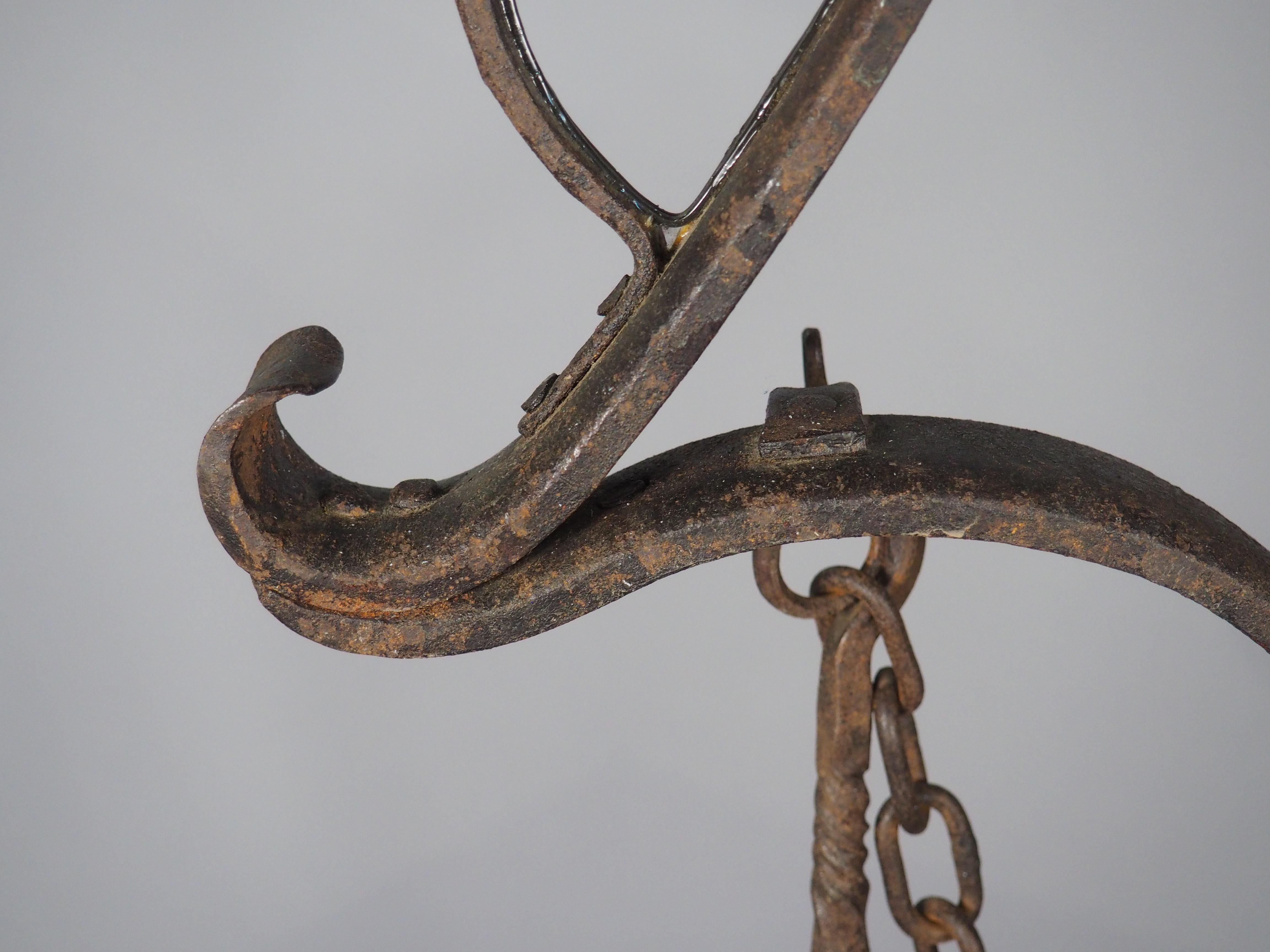 A French Wrought Iron Floor Candelabra with Candle Snuffer, Late 19th Century For Sale 3