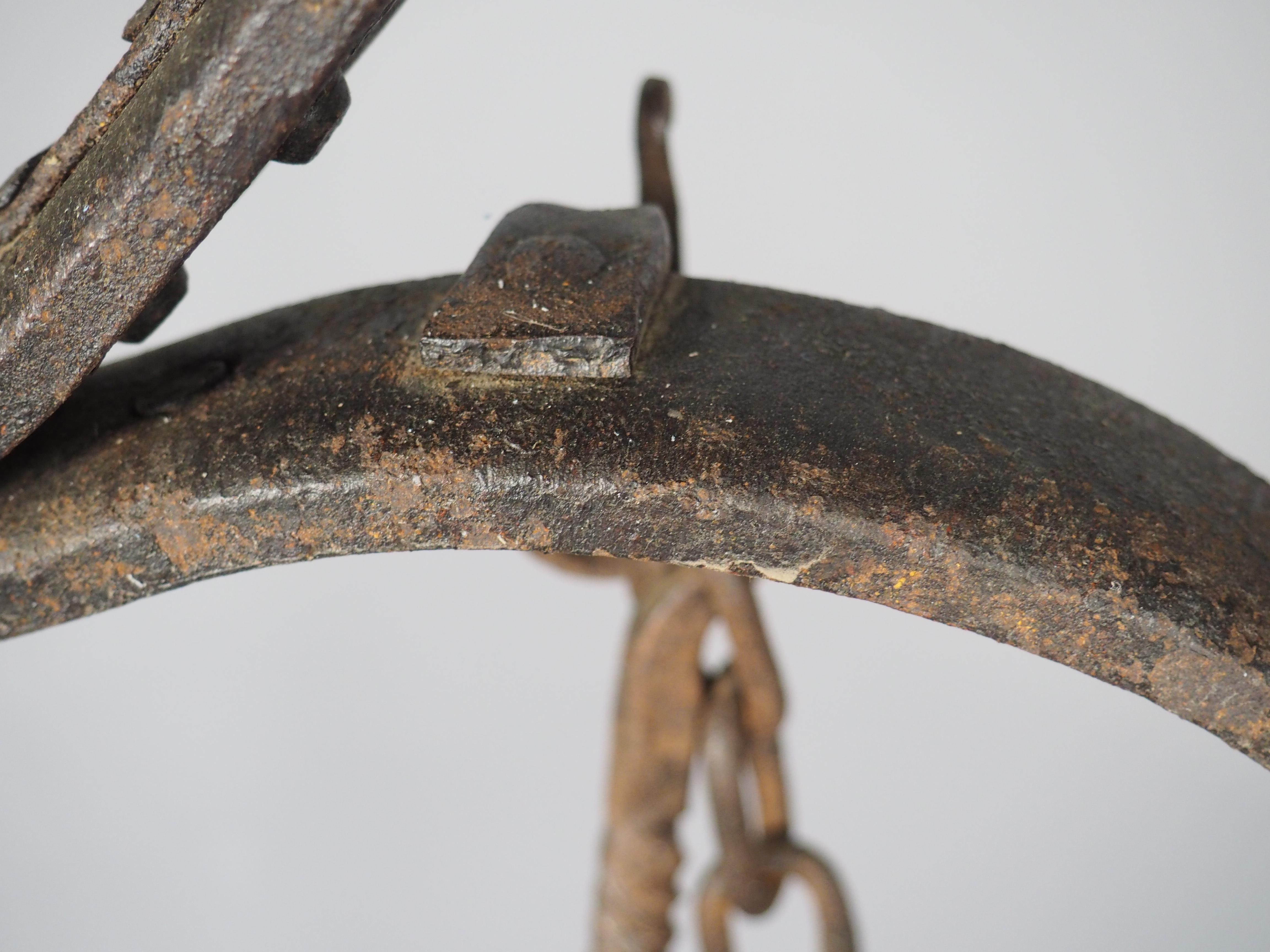 A French Wrought Iron Floor Candelabra with Candle Snuffer, Late 19th Century For Sale 5