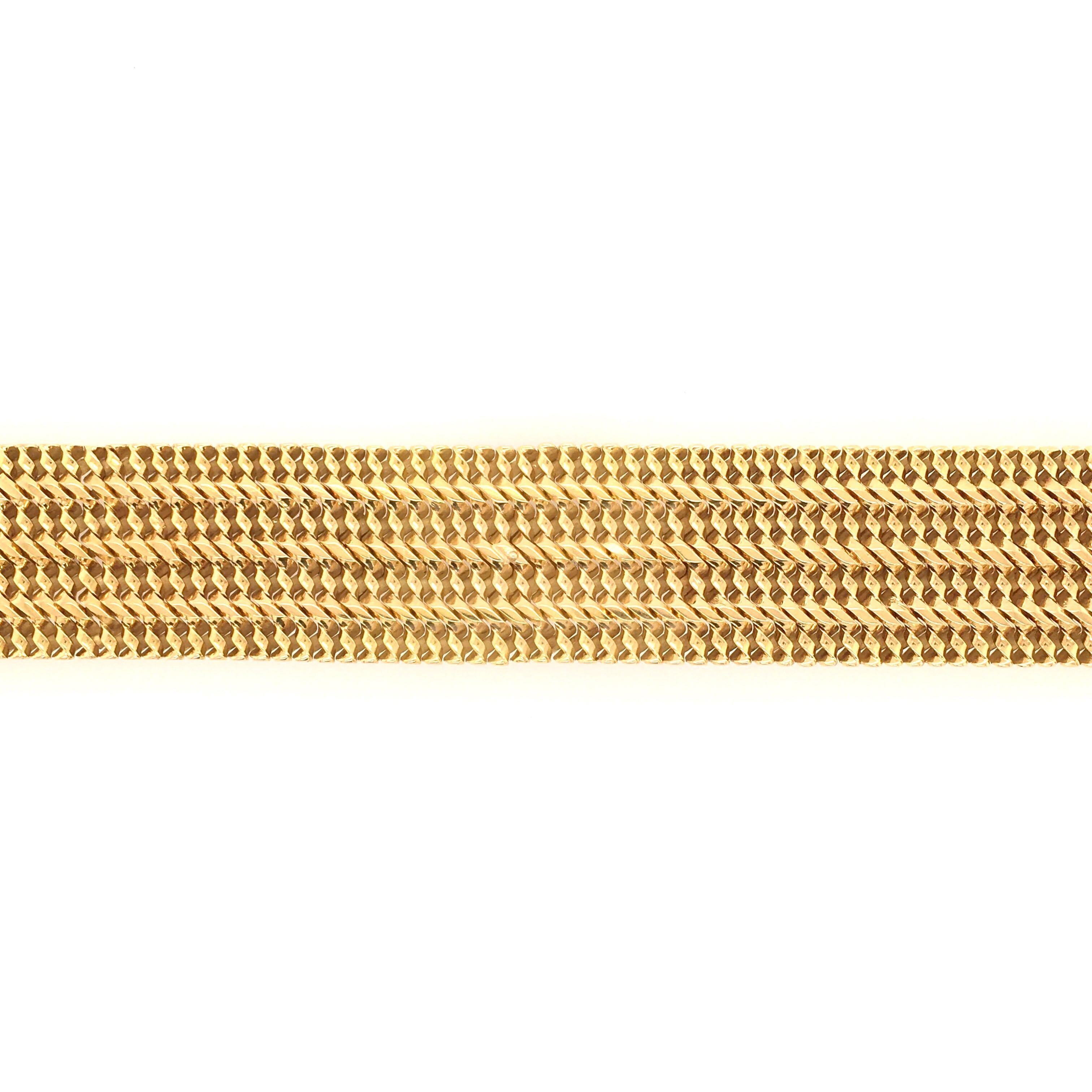 French Cut French Yellow Gold and Diamond Bracelet