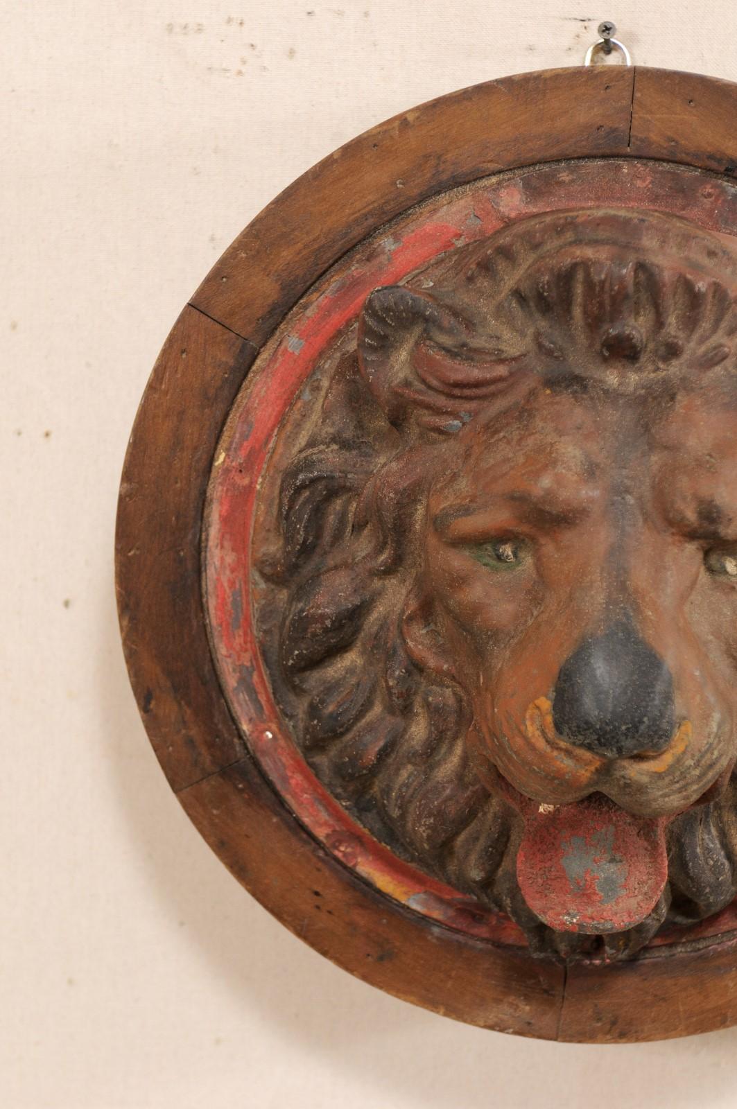 French Zinc Lion Head Wall Plaque from Early 20th Century 1
