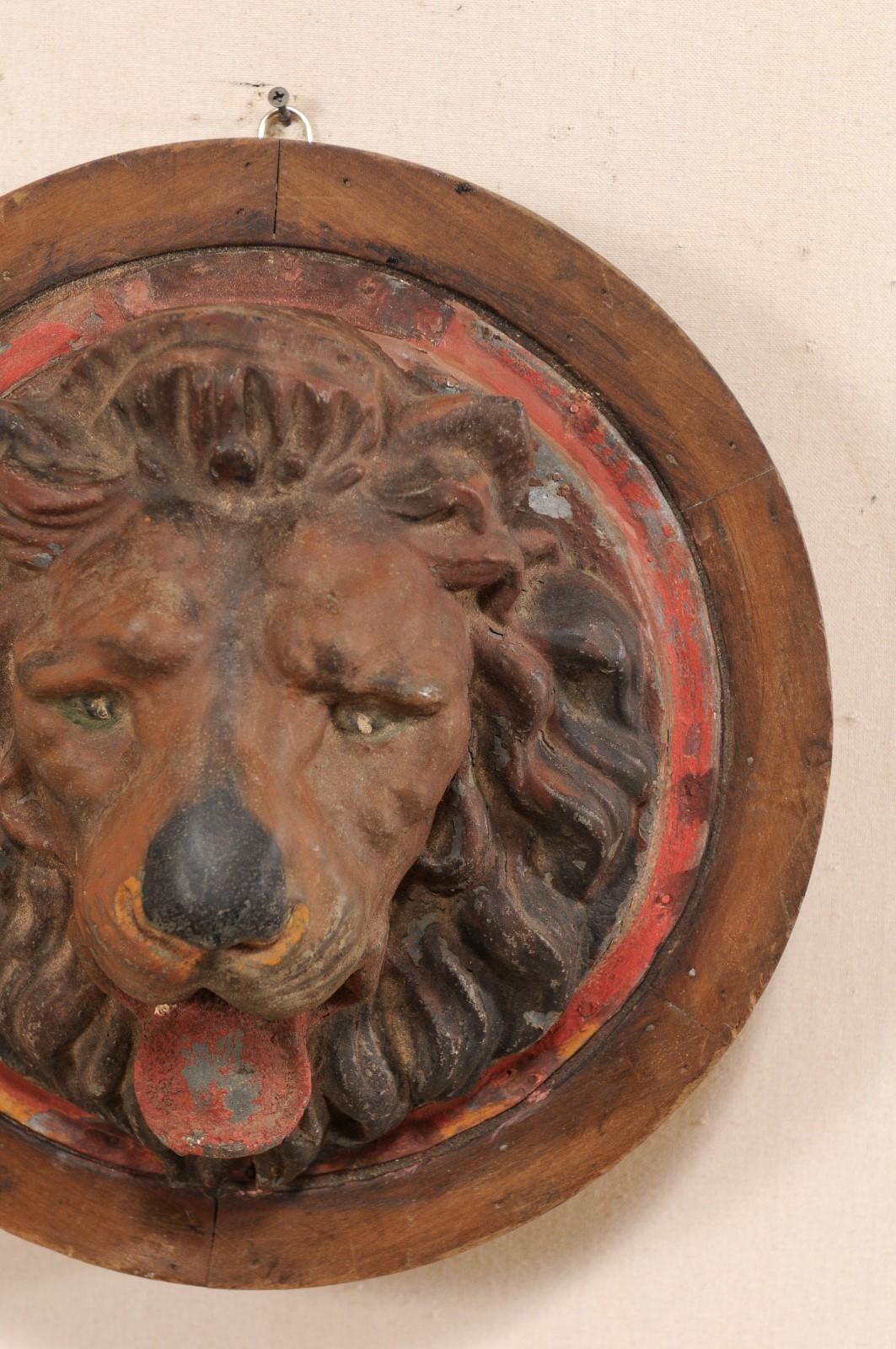 French Zinc Lion Head Wall Plaque from Early 20th Century 2