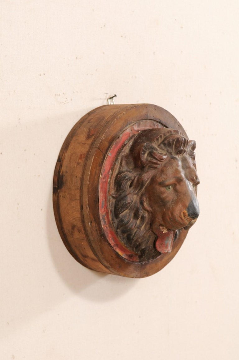 French Zinc Lion Head Wall Plaque from Early 20th Century at 1stDibs