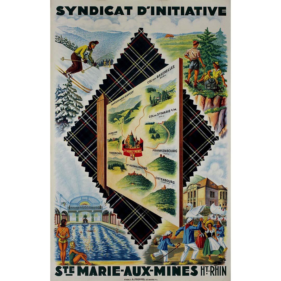 Original-Reiseplakat von Freppel - Syndicat d'Initiative Sainte-Marie-aux-Mines – Print von A. Freppel