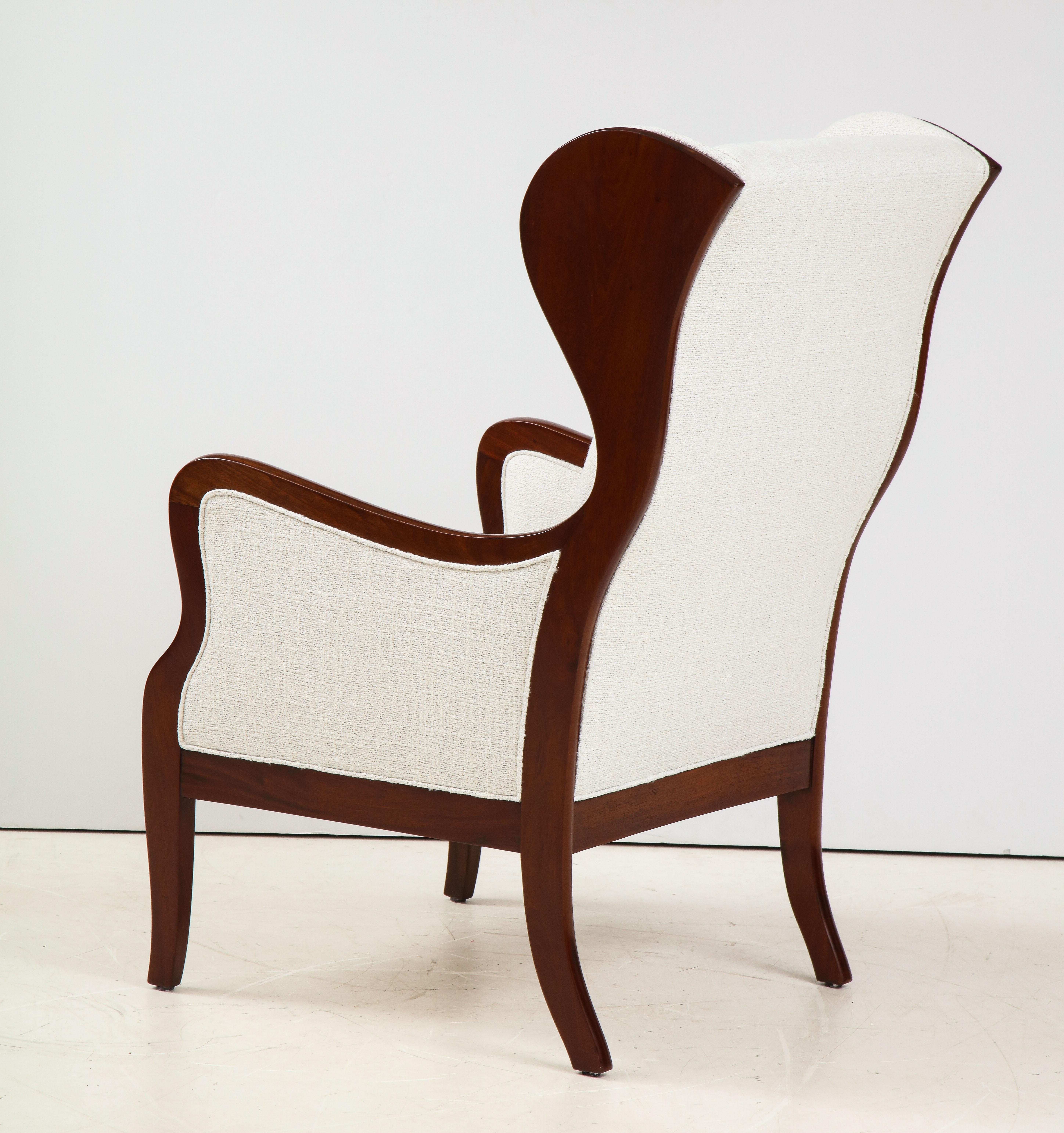 Danish Frits Henningsen Mahogany and Upholstered Wing Chair, Circa 1940-50