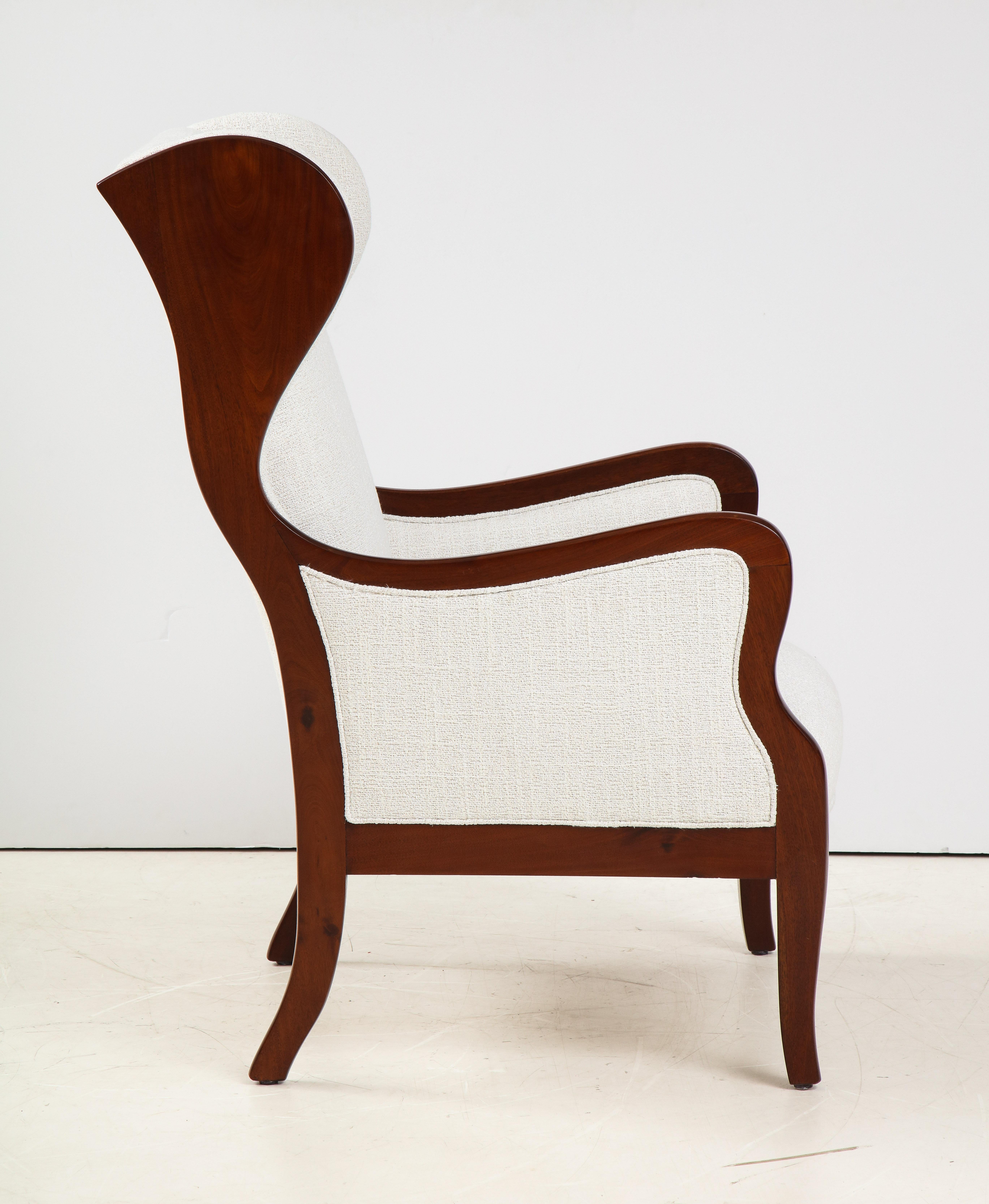 Mid-20th Century Frits Henningsen Mahogany and Upholstered Wing Chair, Circa 1940-50