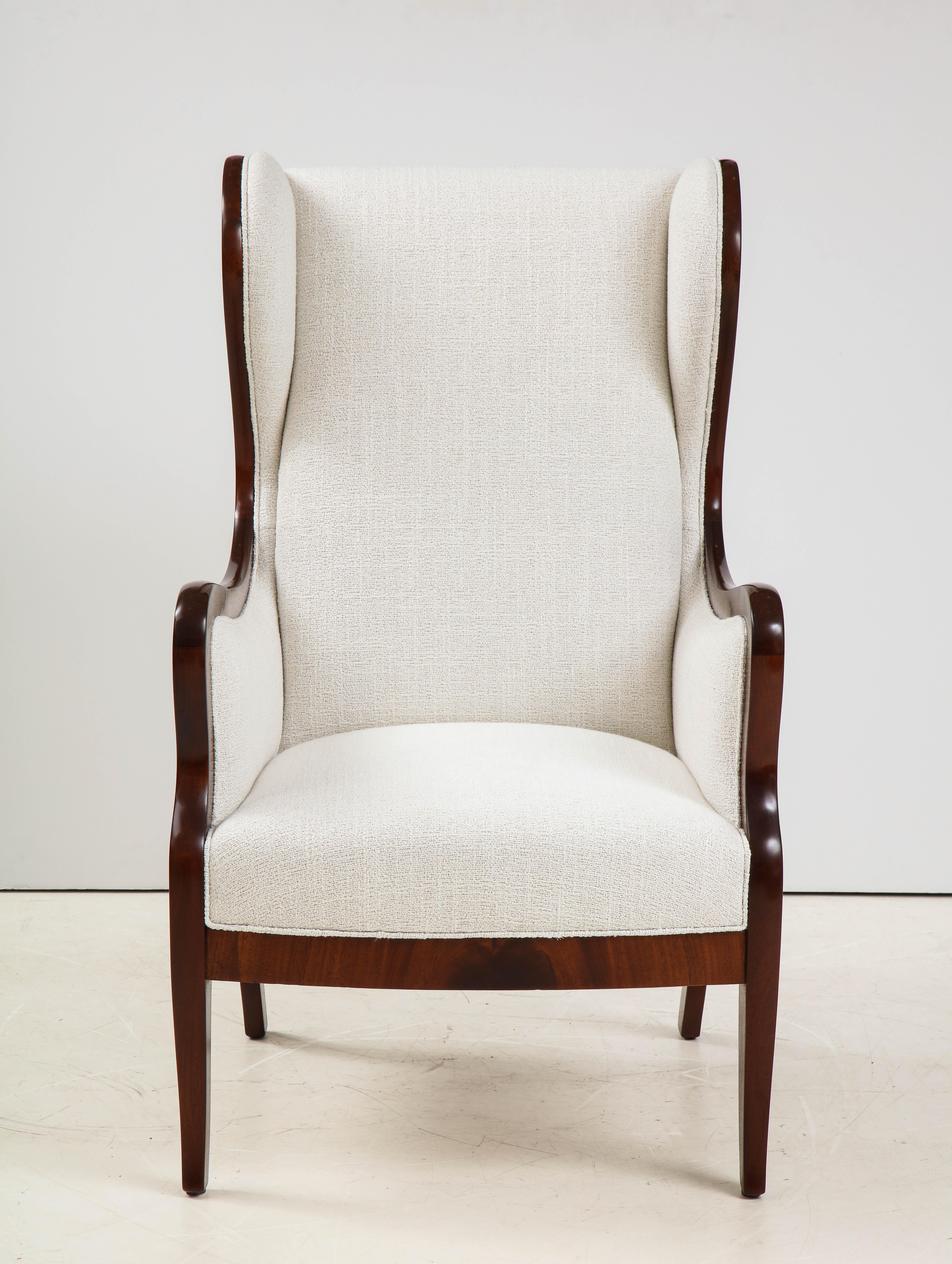Frits Henningsen Mahogany and Upholstered Wing Chair, Circa 1940-50 2