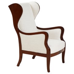 Frits Henningsen Mahogany and Upholstered Wing Chair, Circa 1940-50