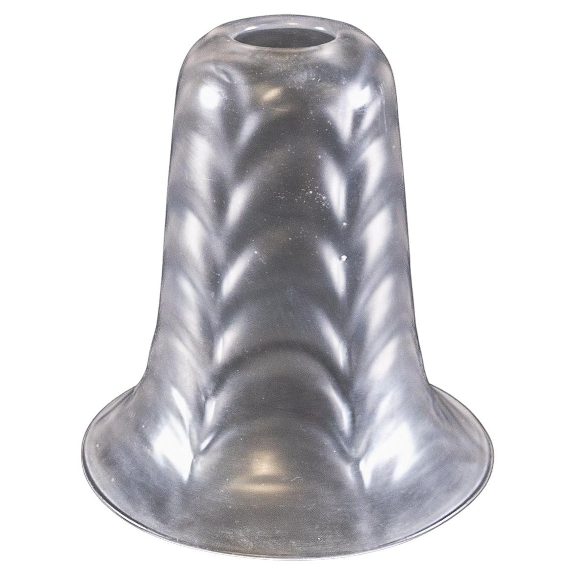 A Frosted Glass Shade with a Feather-Like Embossed Pattern & Flared Rim