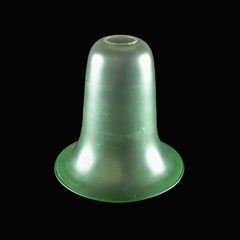 A Frosted Vaseline Glass Shade with Green-Tinted Flared Bell Shaped Rim