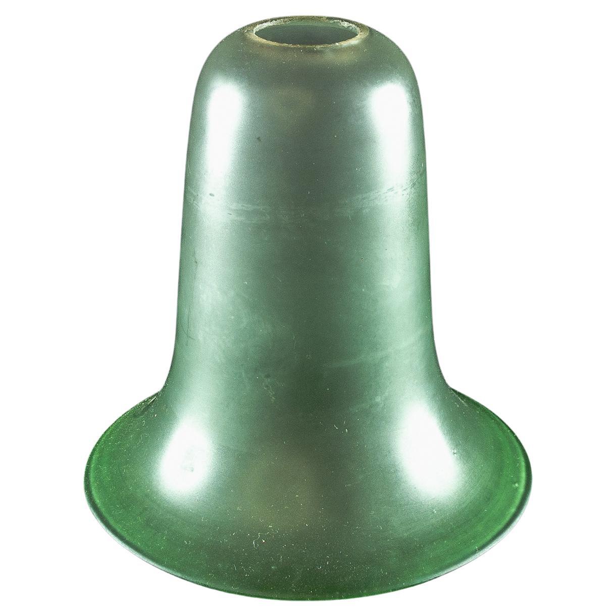 A Frosted Vaseline Glass Shade with Green-Tinted Flared Bell Shaped Rim