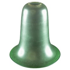 A Frosted Vaseline Glass Shade with Green-Tinted Flared Bell Shaped Rim