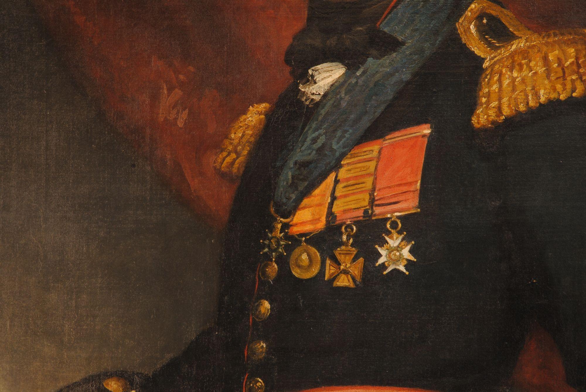19th Century A Full Length Oil on Canvas of a Officer