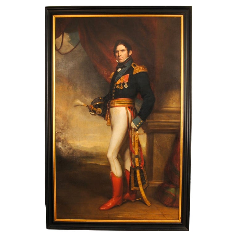 A Full Length Oil on Canvas of a Officer For Sale at 1stDibs