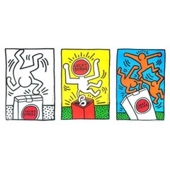 A full set of framed Keith Haring screen prints "Lucky Strike I, II, III" 1987