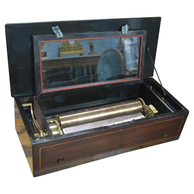 Orchestral Interchangeable Antique Music Box on Table, Ducommun Girod ...
