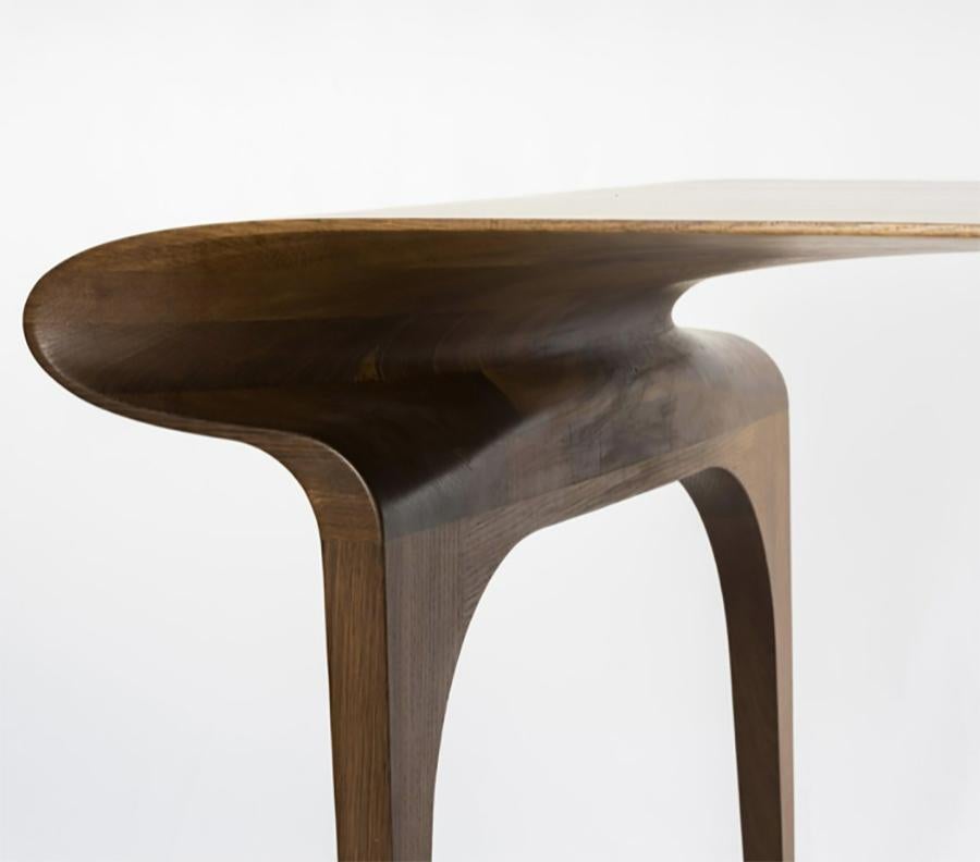 A signed Bodo Sperlein fumed oak desk made by Bodo Sperlein Studio. Signed Bodo Sperlein London FO-O1.
  