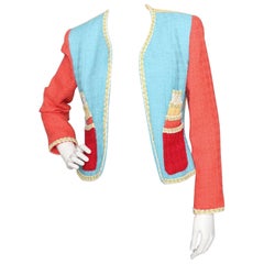 A Fun 1990s Vintage Cheap & Chic by Moschino Novelty Wool Blazer S