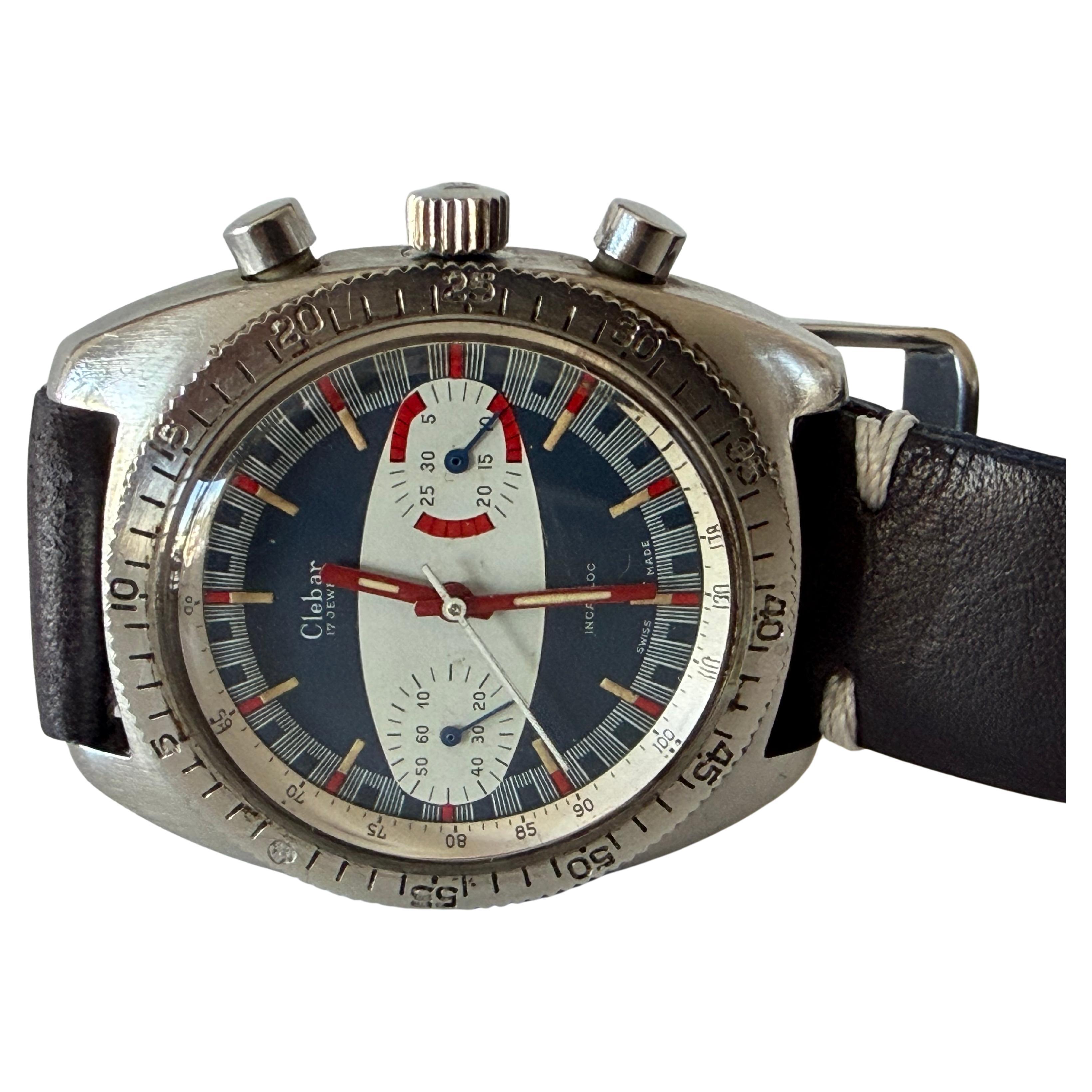 A Fun "Surfboard" Chronograph Dive Watch By Clebar Switzerland ca
 1970
s im Angebot
