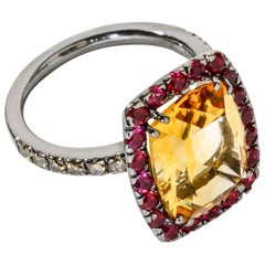 A 
Furst Cocktail Ring Citrine, Rubies and Cognac Diamonds Dynamite Collection